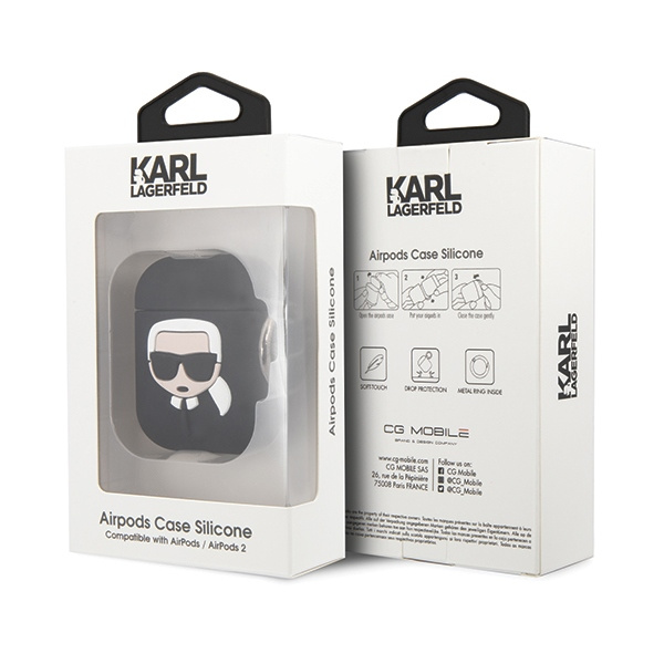 Karl Lagerfeld KLACCSILKHBK AirPods 1/2 cover czarny/black Silicone Ikonik