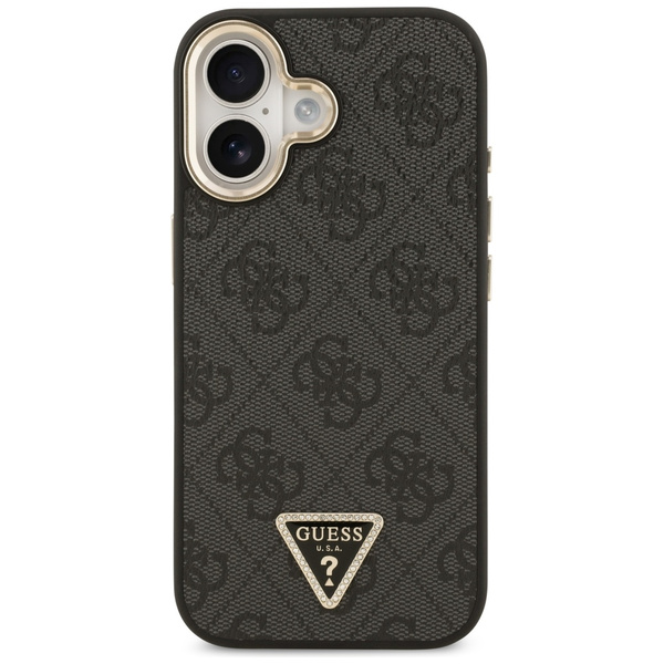 Etui Guess 4G Triangle Logo MagSafe do   iPhone 17 czarny złoty