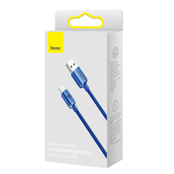 BASEUS CRYSTAL SHINE CABLE USB TO USB-C, 5A100W1.2M (BLUE)