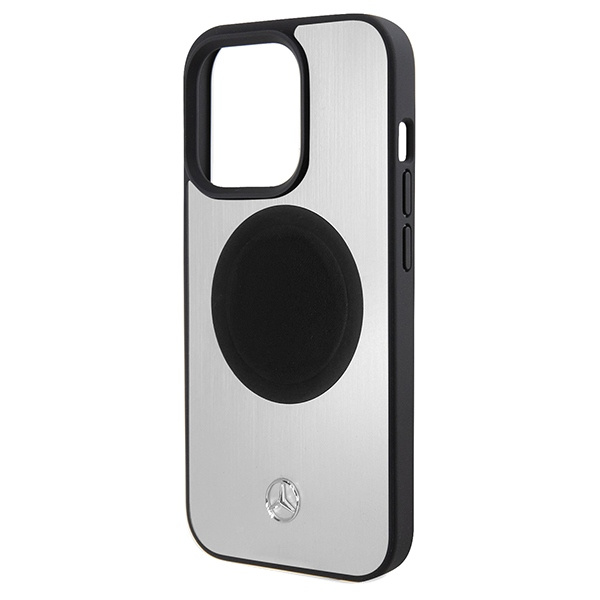 Mercedes Leather&amp;Alu MagSafe case for iPhone 15 Pro - silver