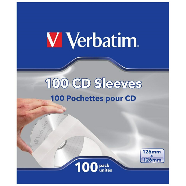 Koperty papierowe na dyski CD Verbatim   100szt biały 49976