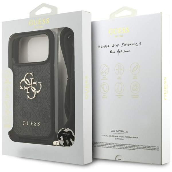 Etui Guess 4G Big Logo Cord Stap         Crossbody do iPhone 17 Pro czarny