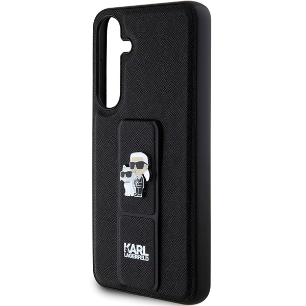 KARL LAGERFELD KLHCS24MGSAKCPK S24+ S926 CZARNY/BLACK HARDCASE GRIPSTAND SAFFIANO KARL&CHOUPETTE PINS