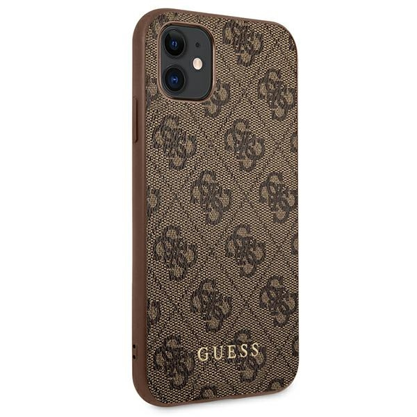 Guess GUHCN61G4GFBR iPhone 11 / Xr 6,1"brązowy/brown hard case 4G Metal Gold Logo