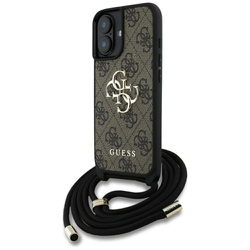 Etui Guess 4G Big Logo Cord Stap         Crossbody do iPhone 16 brązowy