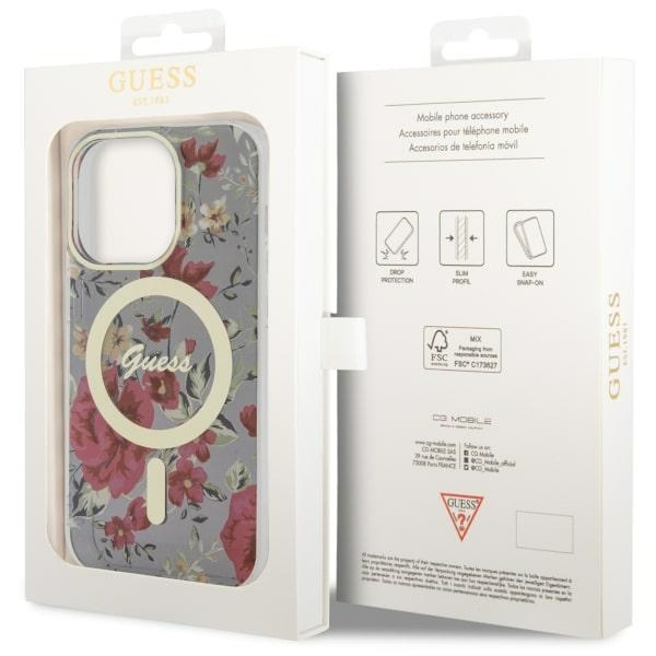 Guess GUHMP14LHCFWSA iPhone 14 Pro 6.1"zielony/khaki hardcase Flower MagSafe