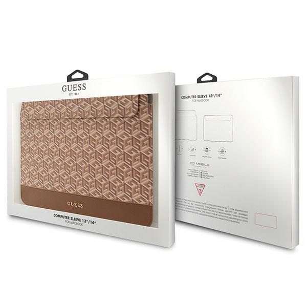 Guess Sleeve GUCS14HGCFSEW 14"brązowy/brown GCube Stripes