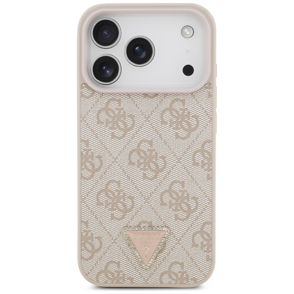 Etui Guess Leather 4G Triangle Strass    MagSafe do iPhone 17 Pro różowy