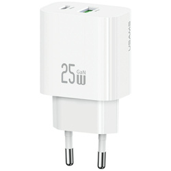 Ładowarka sieciowa USAMS CC315 T65 25W 1xUSB-C 1xUSB-A Fast Charging biały