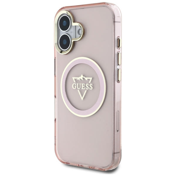 Etui Guess IML Metal Mountain Logo       MagSafe do iPhone 16 różowy