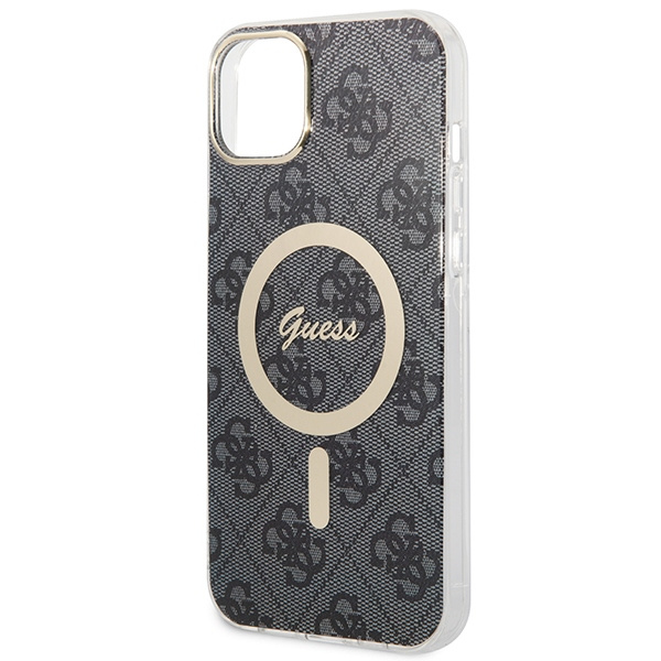 Zestaw Guess GUBPP14SH4EACSK Case+ Charger iPhone 14 / 15 / 13 6,1" czarny/black hard case 4G Print MagSafe