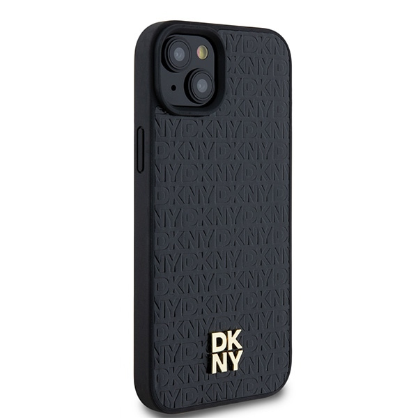 DKNY DKHMP15MPSHRPSK iPhone 15 Plus /14 Plus 6.7" czarny/black hardcase Leather Monogram Pattern Metal Logo MagSafe
