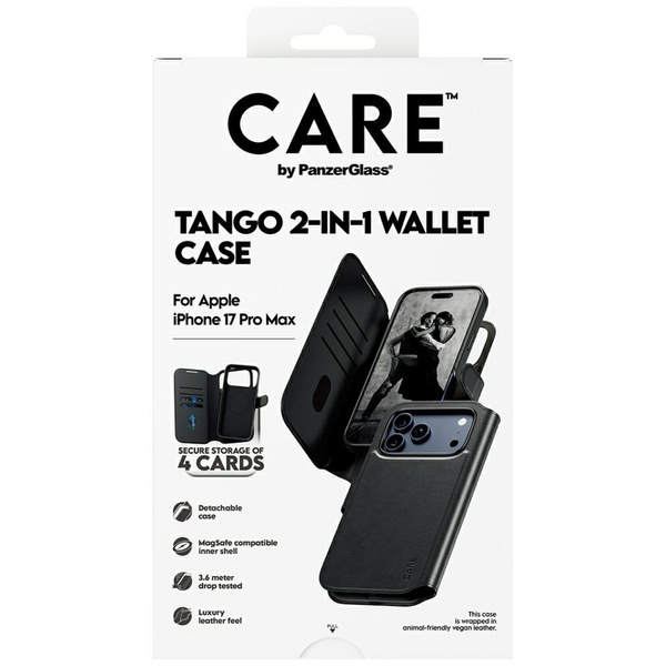 Etui CARE by PanzerGlass Feature Tango   2w1 Wallet Case MagSafe do iPhone 17 Pro Max czarny