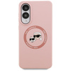 Etui Karl Lagerfeld Silicone Double      Heads And Circle MagSafe do Samsung Galaxy S25 Edge różowy