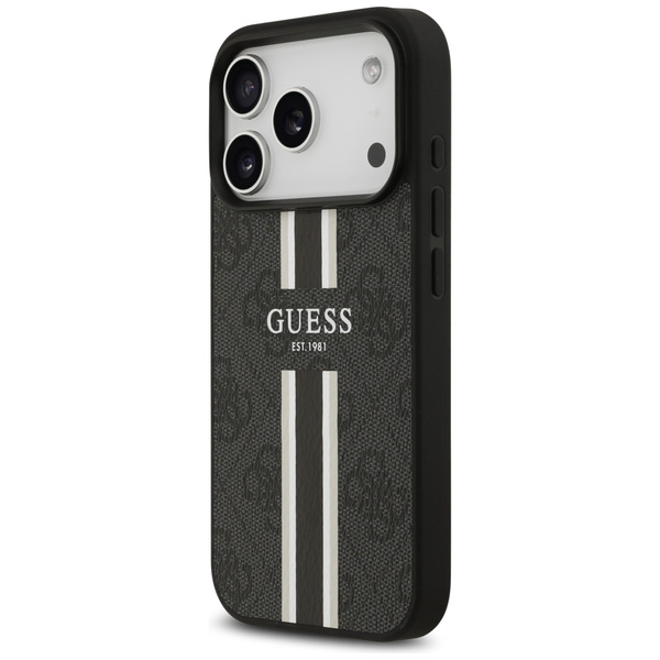Etui Guess 4G Printed Stripes MagSafe do iPhone 17 Pro czarny