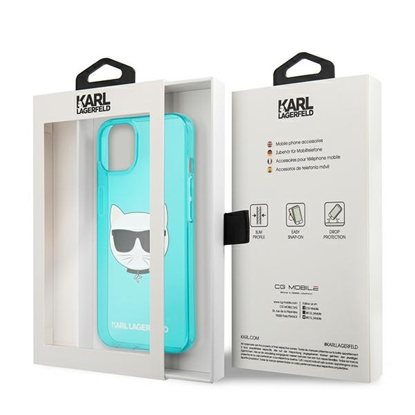 KARL LAGERFELD KLHCP13MCHTRB IPHONE 13 / 14 / 15 6,1" NIEBIESKI/BLUE HARDCASE GLITTER CHOUPETTE FLUO