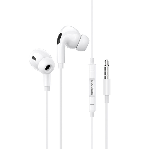 IN-EAR HEADPHONES BLUE POWER BBM30 PRO , 3.5 MM , 1.2M, WITH MICROPHONE , WHITE (EU BLISTER)