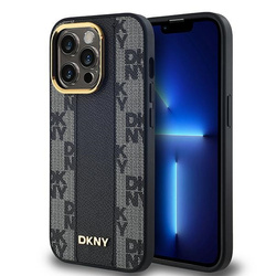 DKNY DKHMP14LPCPVSLK iPhone 14 Pro6.1" czarny/black hardcase Leather Checkered Mono Pattern MagSafe