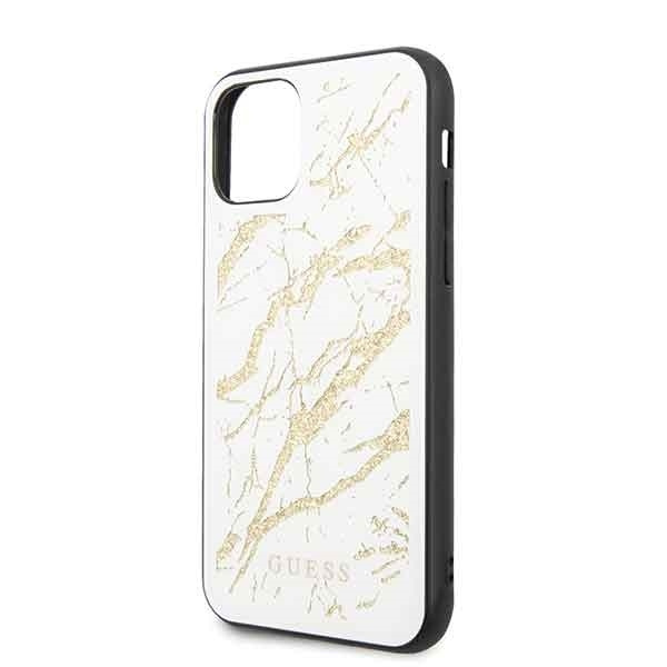 Guess GUHCN58MGGWH iPhone 11 Probiały/white hard case Glitter Marble Glass