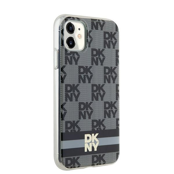 DKNY DKHMN61HCPTSK iPhone 11 / Xr6.1" czarny/black hardcase IML Checkered Mono Pattern & Printed Stripes MagSafe