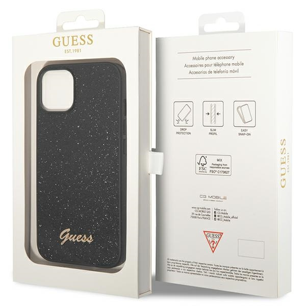 Guess GUHCP14MHGGSHK iPhone 14 Plus / 15 Plus 6.7" czarny/black hard case Glitter Script