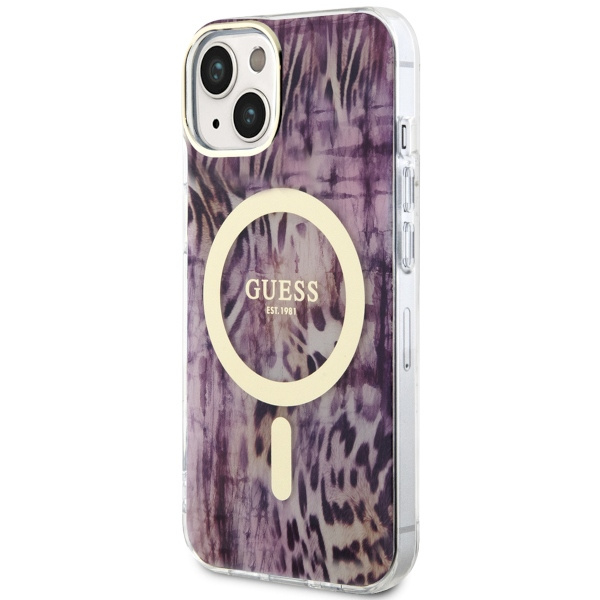 Guess GUHMP14SHLEOPWP iPhone 14 / 15 /13 6.1" różowy/pink hardcase Leopard MagSafe