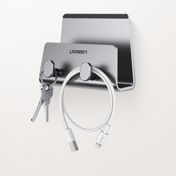 Uchwyt Ugreen LP193 metalowy ścienny na smartfon / tablet 4-9.7" - srebrny