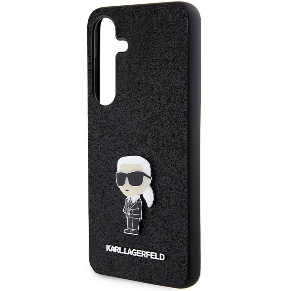 Etui Karl Lagerfeld Fixed Glitter Ikonik Logo Metal Pin na Samsung Galaxy S24 - czarne