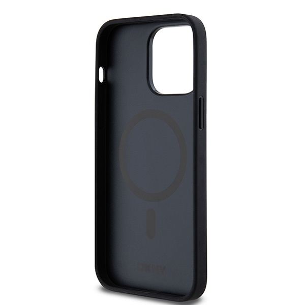 DKNY DKHMP13LPSHRPSK iPhone 13 Pro / 136.1" czarny/black hardcase Leather Pattern Metal Logo MagSafe