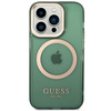 Guess GUHMP14LHTCMA iPhone 14 Pro 6.1" zielony/khaki hard case Gold Outline Translucent MagSafe