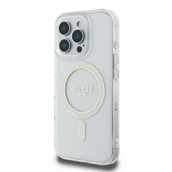 Guess GUHMP16LHFGERET iPhone 16 Pro6.3" przeźroczysty/transparent hardcase IML Glitter Circle MagSafe