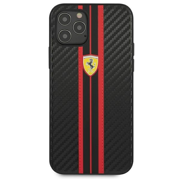 Ferrari FESNECHCP12MRE iPhone 12/12 Pro 6,1" czarny/black hardcase On Track PU Carbon