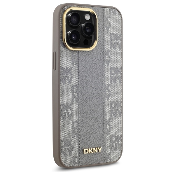 DKNY DKHMP14XPCPVSLE iPhone 14 Pro Max6.7" beżowy/beige hardcase Leather Checkered Mono Pattern MagSafe