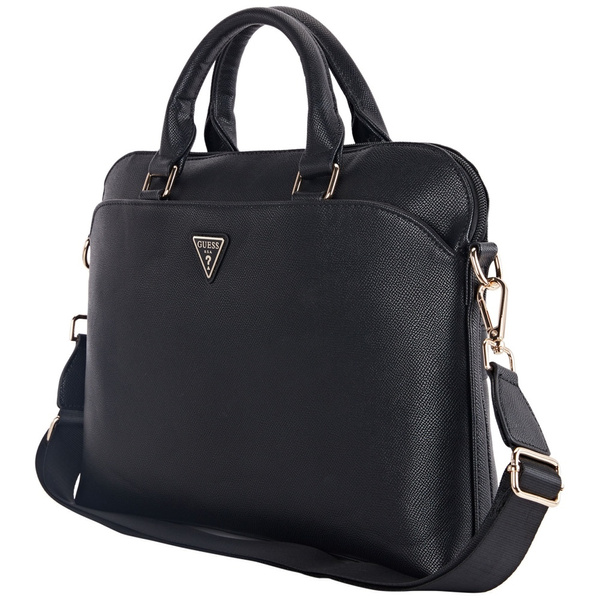 Torba Guess Grained Zipper Pocket        Triangle Logo 15" czarny