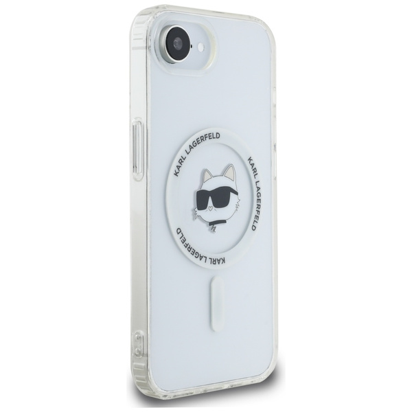 Etui Karl Lagerfeld IML Metal Choupette  Head MagSafe do iPhone 16e biały