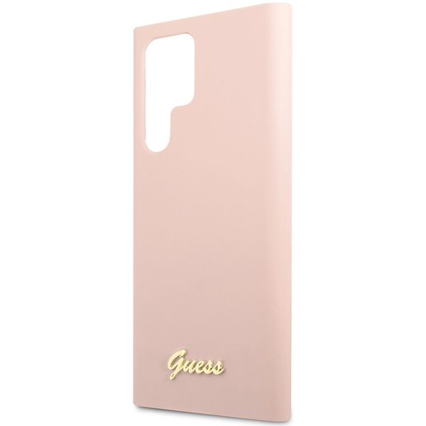 Guess GUHCS23LLSLMGPP S23 Ultra S918 różowy/pink hardcase Silicone Script Metal Logo