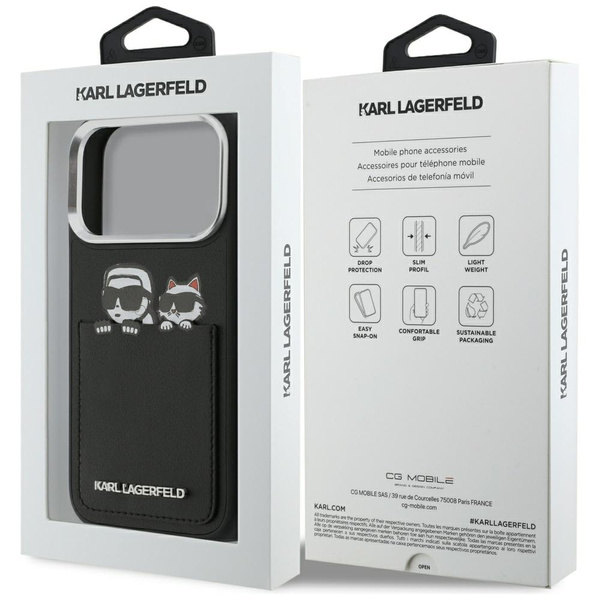 Etui Karl Lagerfeld Karl & Choupette     Print & Pocket do iPhone 17 Pro czarny