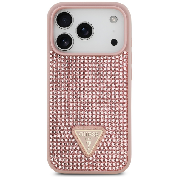 Etui Guess Rhinestone Triangle Logo do   iPhone 17 Pro różowy
