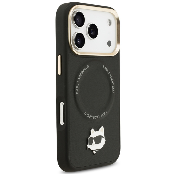 Etui Karl Lagerfeld Big Strap Choupette  Metal Logo MagSafe do iPhone 17 Pro Max czarny