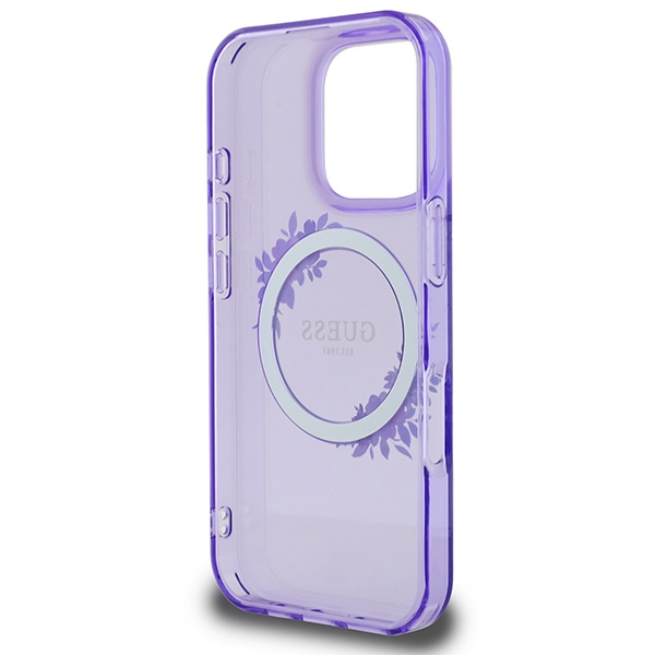 Guess GUHMP16LHFWFCU iPhone 16 Pro 6.3" purpurowy/purple hardcase IML Flowers Wreath MagSafe