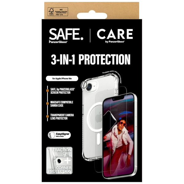 Zestaw ochronny CARE by PanzerGlass       Fashion 3w1 Etui+Szkło+Lens do iPhone 16e