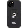 Karl Lagerfeld Gripstand Saffiano Karl&amp;Choupette Pins case for iPhone 15 - black