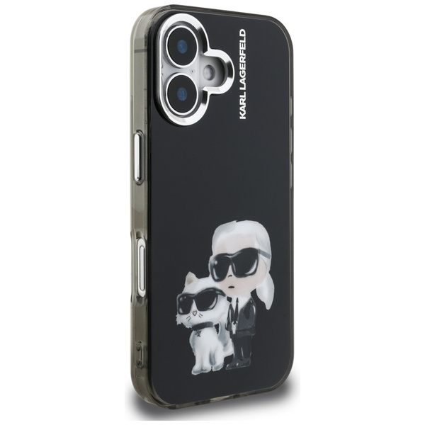 Etui Karl Lagerfeld IML Aquarelle Karl   & Choupette & Logo do iPhone 16 czarny