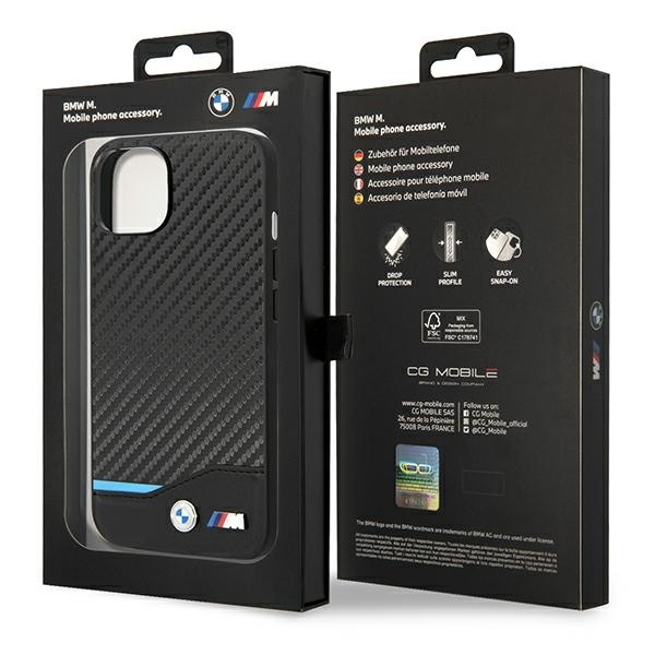 Etui BMW Leather Carbon na iPhone 14 - czarne