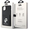 Karl Lagerfeld Saffiano Cardslot Karl&amp;Choupette Metal Pin case for iPhone 15 - black