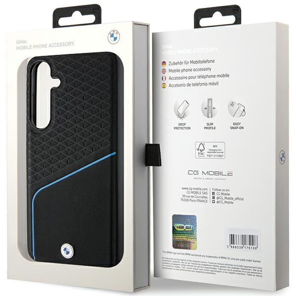 Etui BMW Signature Leather Textured & Line MagSafe na Samsung Galaxy S24 - czarne