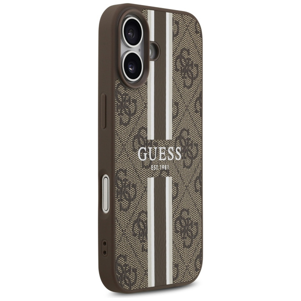 Etui Guess 4G Printed Stripes MagSafe do iPhone 17 brązowy