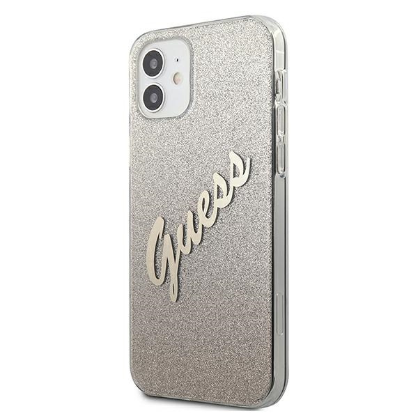 Guess GUHCP12SPCUGLSGO iPhone 12 mini5,4" złoty/gold hardcase Glitter Gradient Script