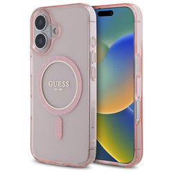 Guess GUHMP16SHFGEREP iPhone 16 6.1"     różowy/pink hardcase IML Glitter Circle MagSafe