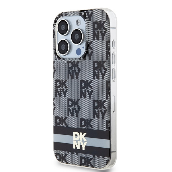 DKNY DKHMP14LHCPTSK iPhone 14 Pro6.1" czarny/black hardcase IML Checkered Mono Pattern & Printed Stripes MagSafe